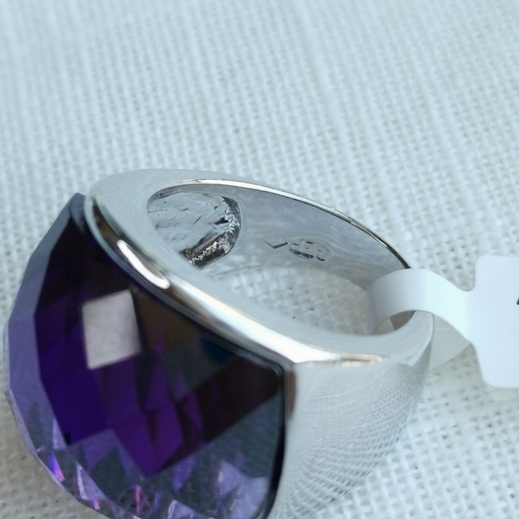 Swarovski Faceted Purple Crystal dome ring size 7 🆕 - Picture 3 of 5